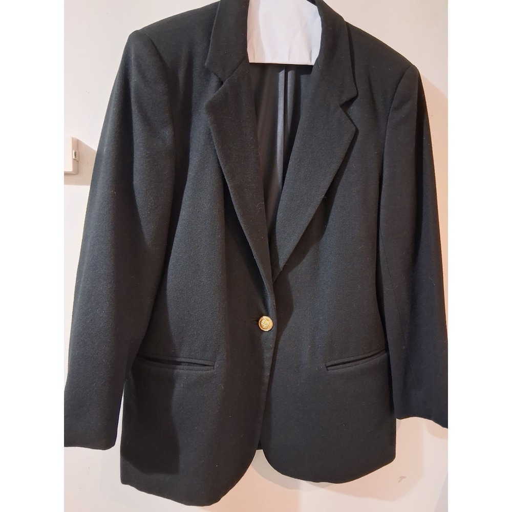 Radcliffe by Sag Harbor Womens Black 100% Pure Wool Single Button Blazer Size 12